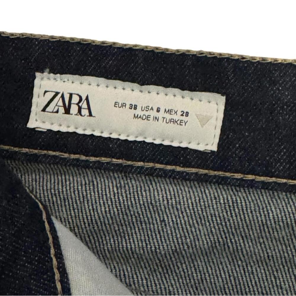 ZARA Slim Crop Flare Mid-Rise Jeans Dark Wash Denim Size 6 NWT - Picture 6 of 9
